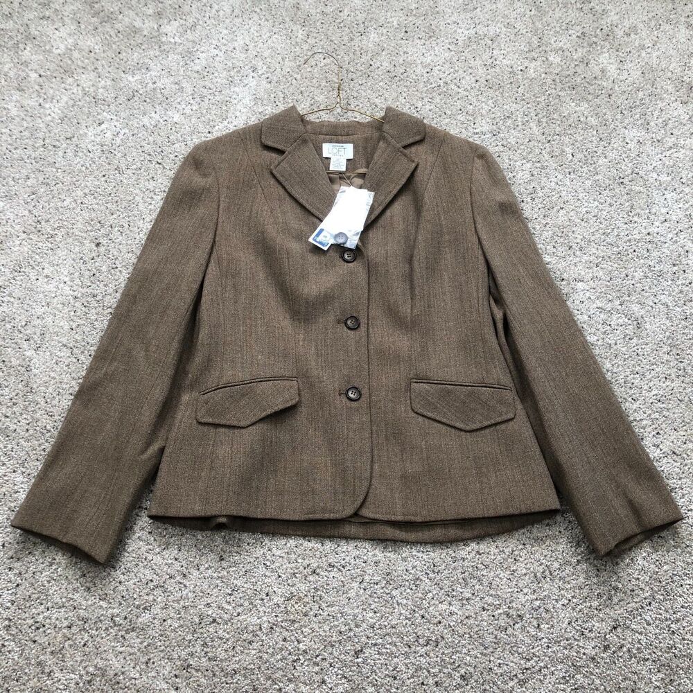 Ann Taylor Jacket Womens Small 6 Petite Brown Wool Blazer Sport Coat Ladies $90
